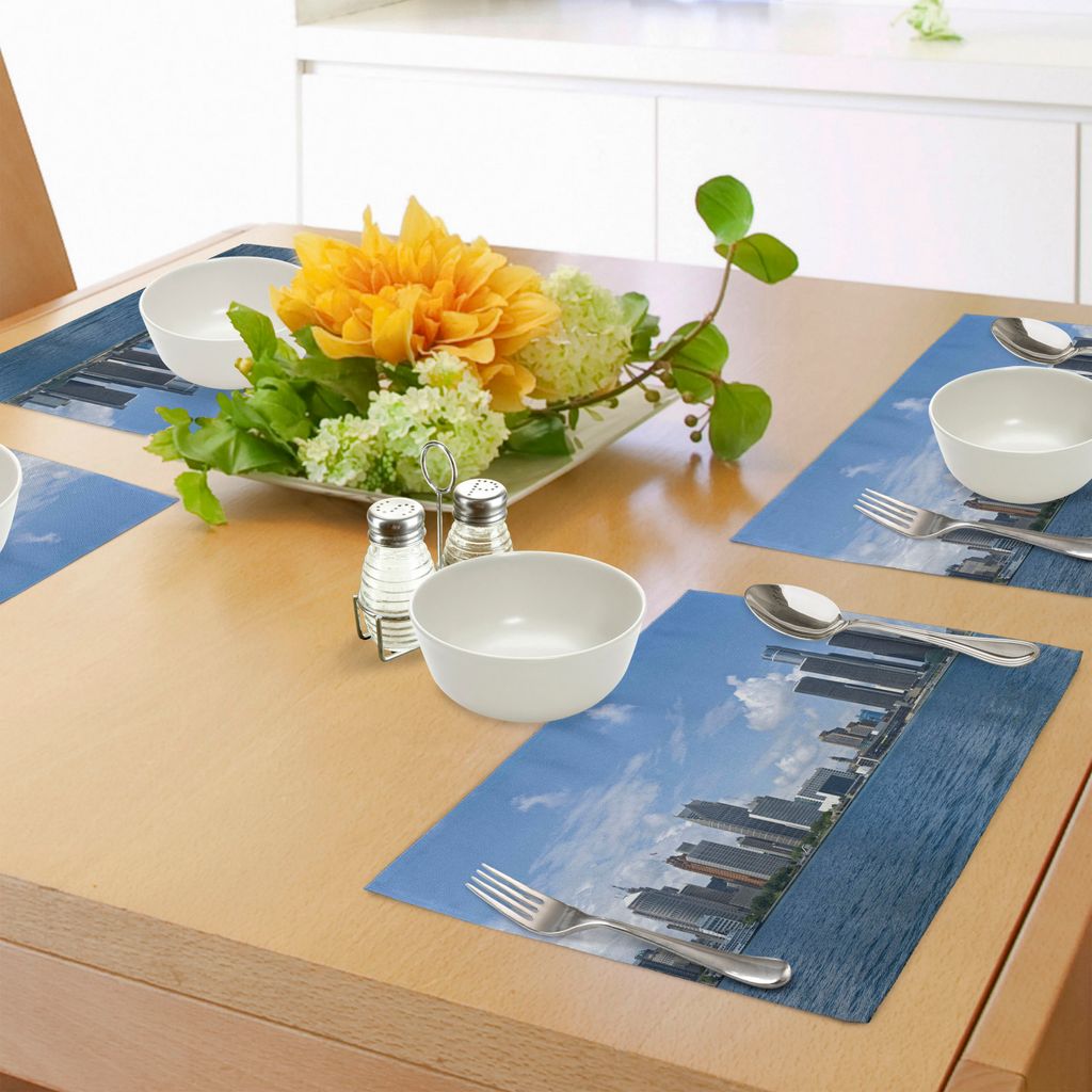 ABAKUHAUS Detroit Platzmatten, Im Stadtzentrum gelegenes Detroit-GM-Renaissance-Mitte Ford Auditorium Shoreline Image, Tiscjdeco aus Farbfesten Sto...