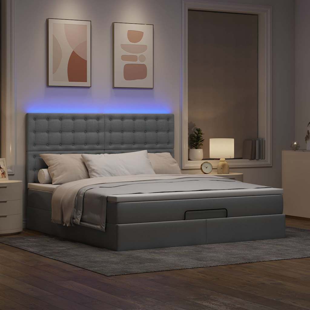 Maison Exclusive - Ottoman-Bett mit Matratze & LEDs Taupe 180x200 cm Stoff