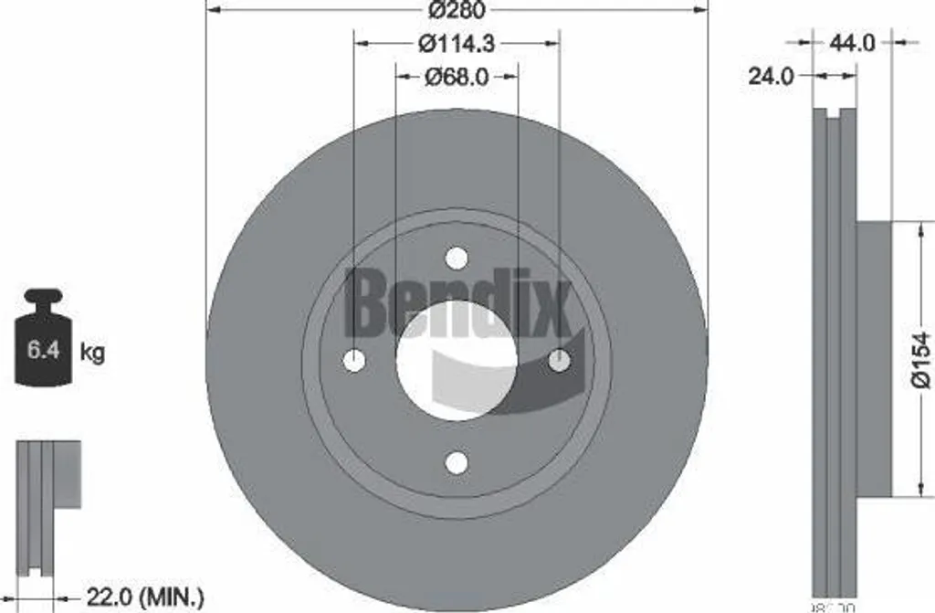 Disque de frein avant pour Nissan Cube et Tiida, Qualité OE BENDIX BDS2032