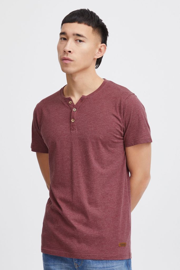 SOLID SDVolker Herren T-Shirt Kurzarm Shirt mit Grandad-Ausschnitt und Knopfleiste Baumwollmischung Regular fit