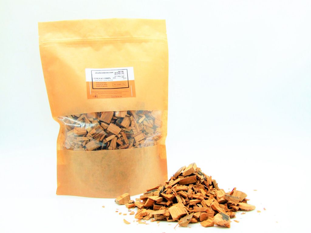 Eichenholzchips - Cognac 1kg, Eichenholz Chips Holzspäne Eichenholzspäne