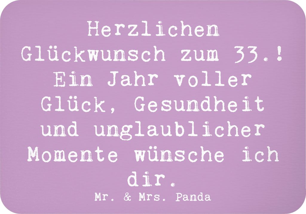 Mr. & Mrs. Panda Kühlschrankmagnet Spruch 33. Geburtstag Wünsche - Lavendeltraum - Geschenk, tafelmagnet, feiern, Notizhalter, magnet, wunderbare...