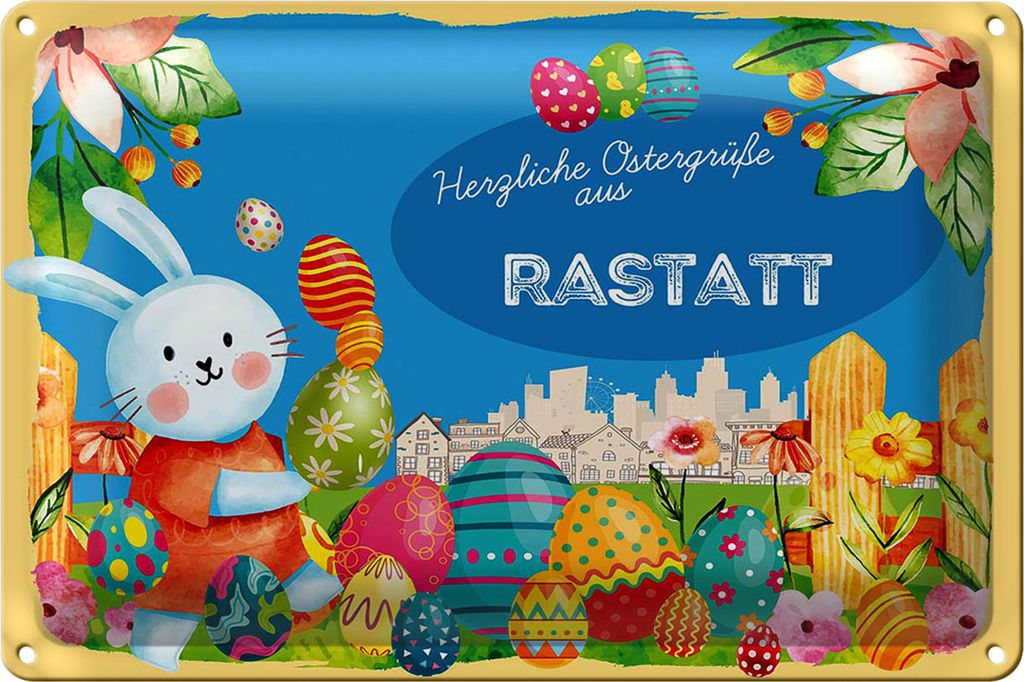 Blechschild Ostern Ostergrüße 18x12cm RASTATT