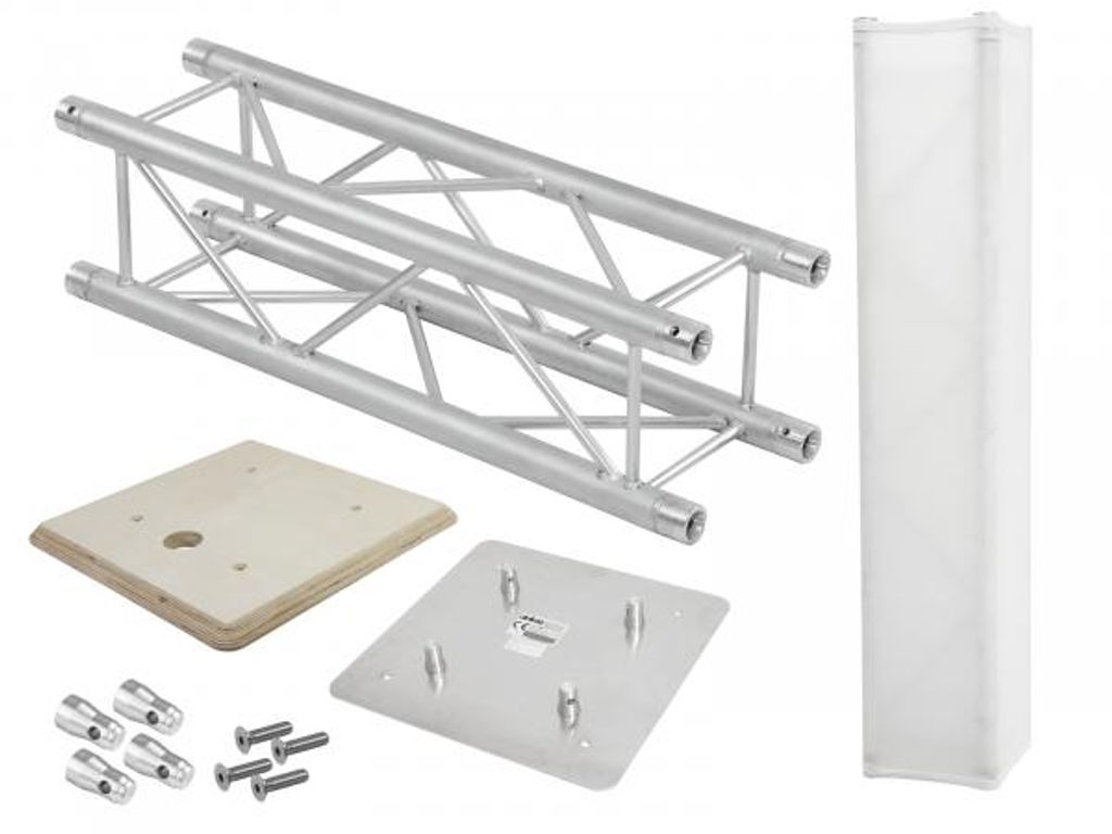 ALUTRUSS Set QUADLOCK Traversensteher 100cm + Holzplatte