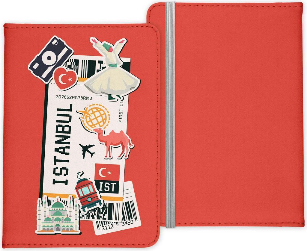 22Feels Istanbul Souvenir Reisepasshülle Organizer Reisen Gadgets Türkei Bosporus Urlaub Kunst-Leder Etui Cover Frauen Männer Kinder