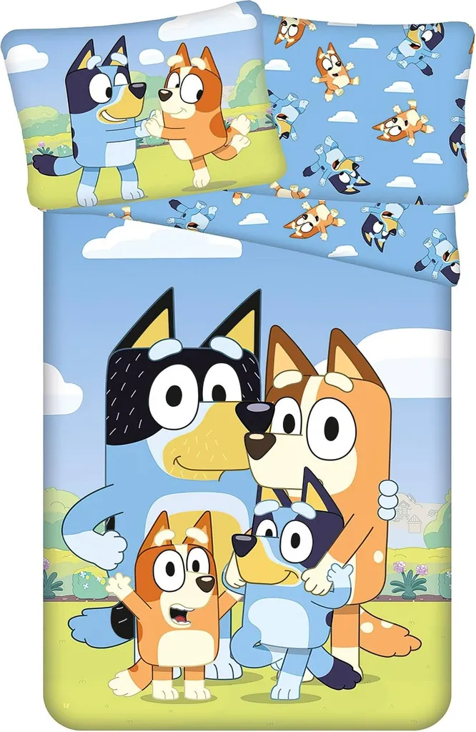 Offerta Copripiumino Bluey 140x200 - Puro Cotone Famiglia Heeler