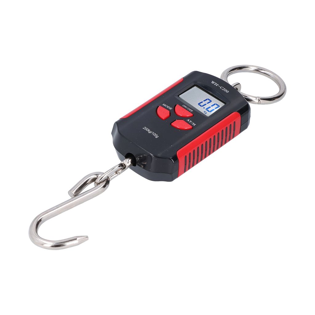 Kranwaage, 200 kg, robuster, hängender Gewichtshaken, tragbarer Steelyard, elektronisch, HD-Hintergrundbeleuchtung (rot/schwarz)