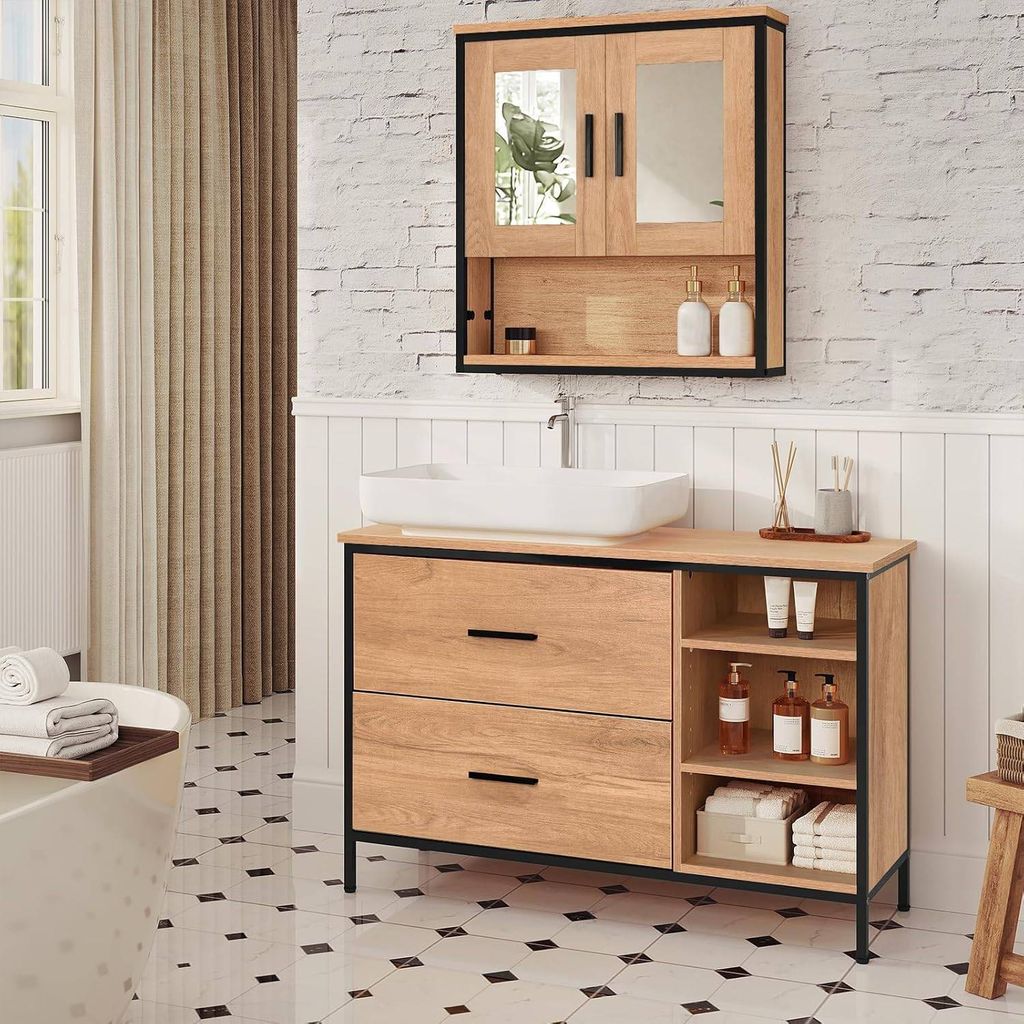 EUGAD Waschbeckenunterschrank, Badezimmerschrank mit 2 Produktbild 2