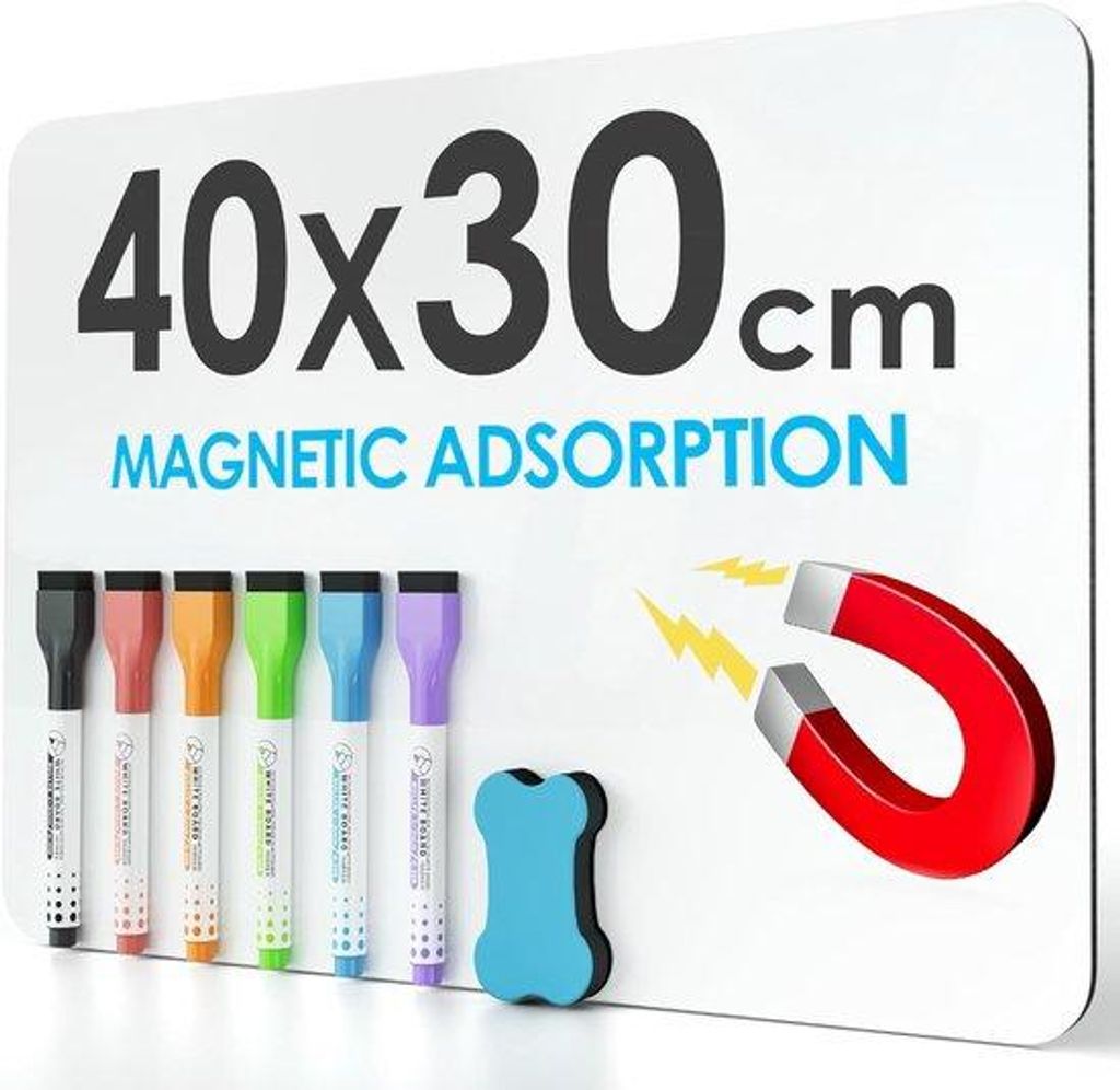 Magnetische A3-Whiteboard für Kühlschrank - Erinnerung und Organisation - Weiss - 30 x 42 cm