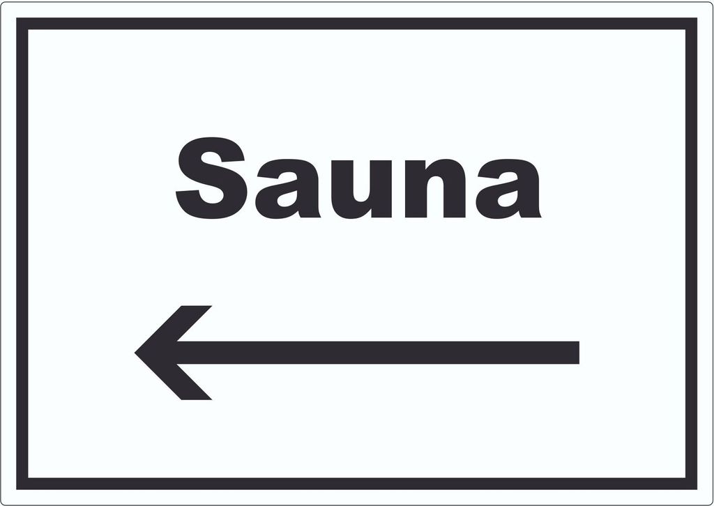 Sauna Aufkleber mit Text und Richtungspfeil links Erholung Entspannung waagerecht A9 (37x52mm)