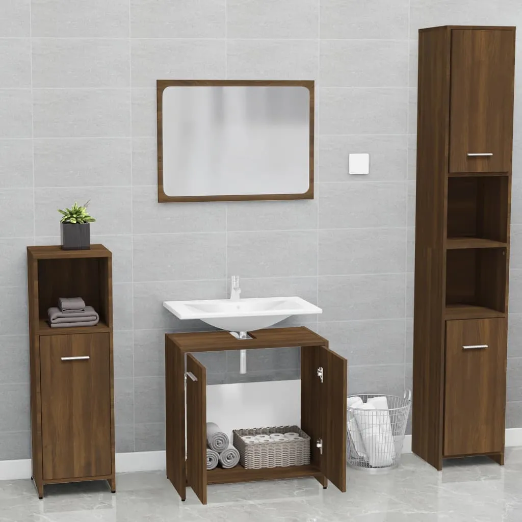Set Bagno vidaXL Rovere Marrone: Praticità e Stile per la tua Casa - 4