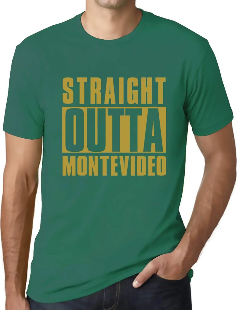 Herren Grafik T-Shirt Straight Outta Montevideo Öko-Verantwortlich Vintage Jahrgang Kurzarm Lustige Druck Geburtstag Geschenk Mann