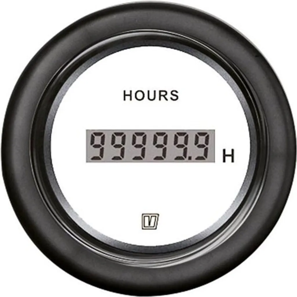 Compteur d'Heures VETUS Blanc 12/24V pour Entretien Moteur Bateau et Yacht