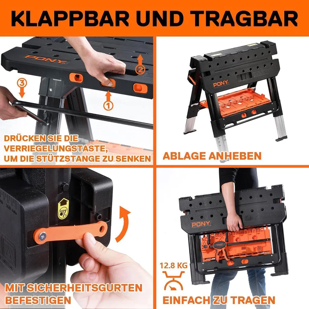 Établi de bricolage pliable multifonction avec étaux et support