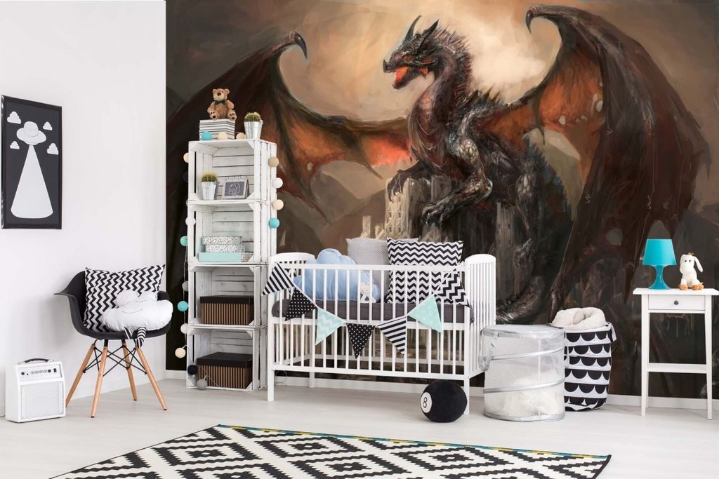 Vlies Fototapete KRIEG MIT DEM DRACHEN 375 x 250 cm (inkl. Kleister) - Vlies Tapete, Wandtapete, Wandbilder - Tapete für Wohnzimmer Schlafzimmer, ...