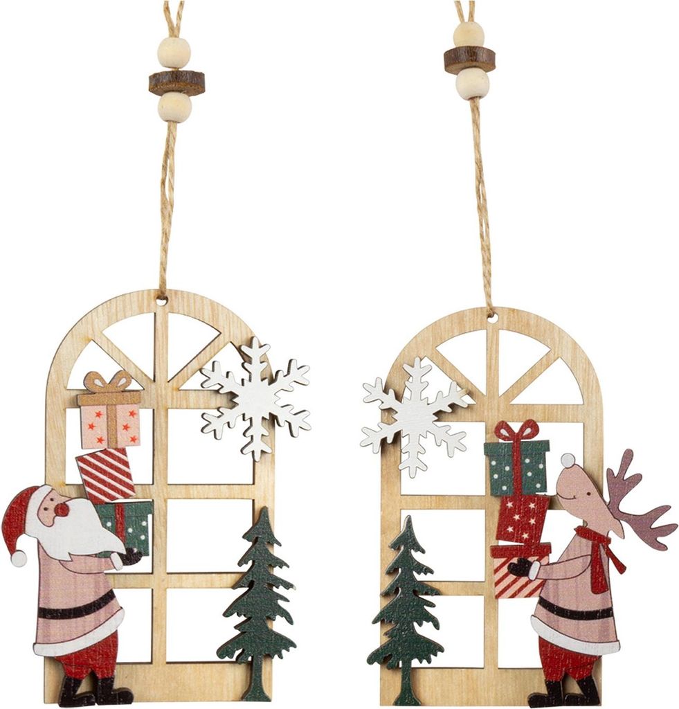 Baumschmuck hohes Fenster, 2er Set Holz