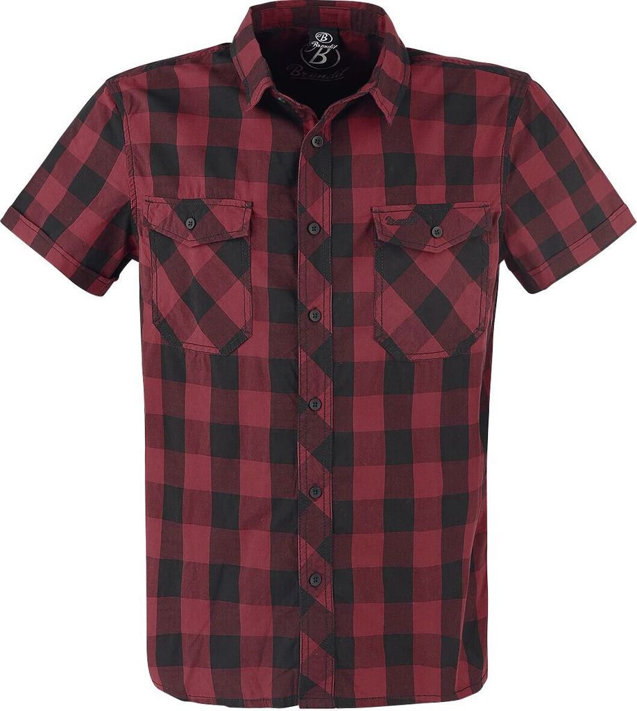 Brandit Kurzarmhemd Herren Roadstar schwarz/rot Basics 100% Produktbild 