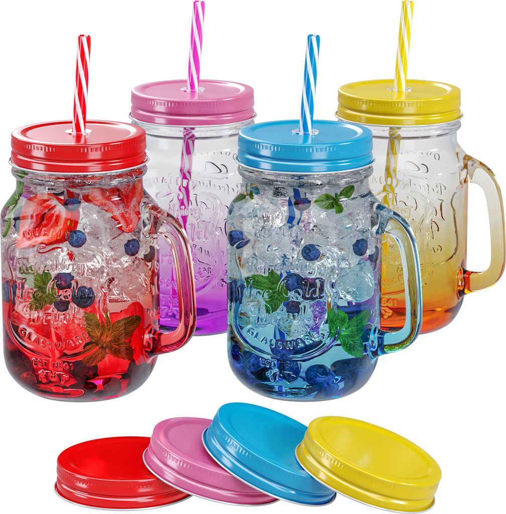 Trinkgläser Farbverlauf - 500ml + Ersatzdeckeln Produktbild 3
