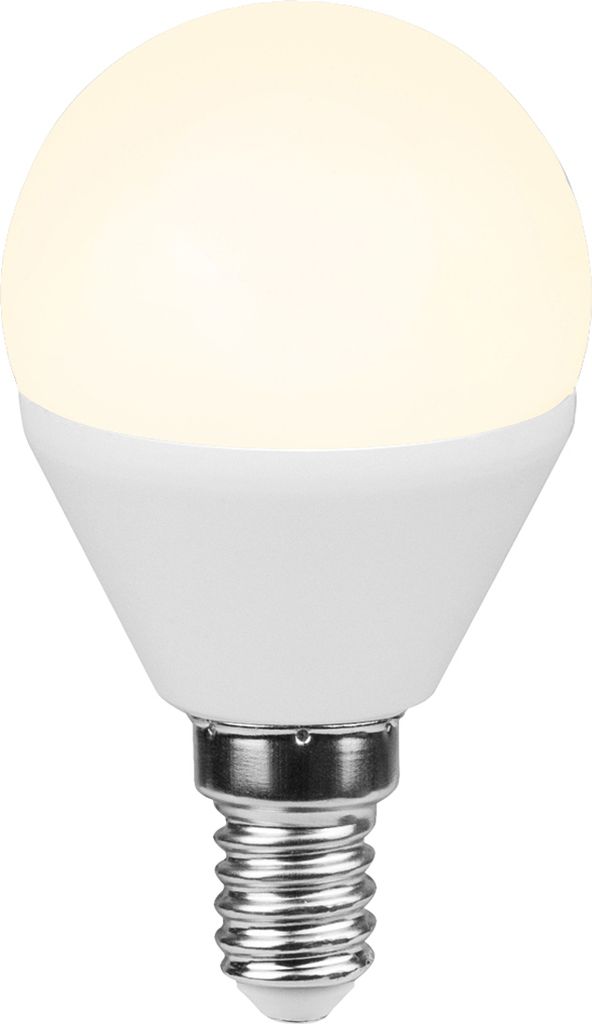A white LED light bulb with a silver base is shown against a white background.