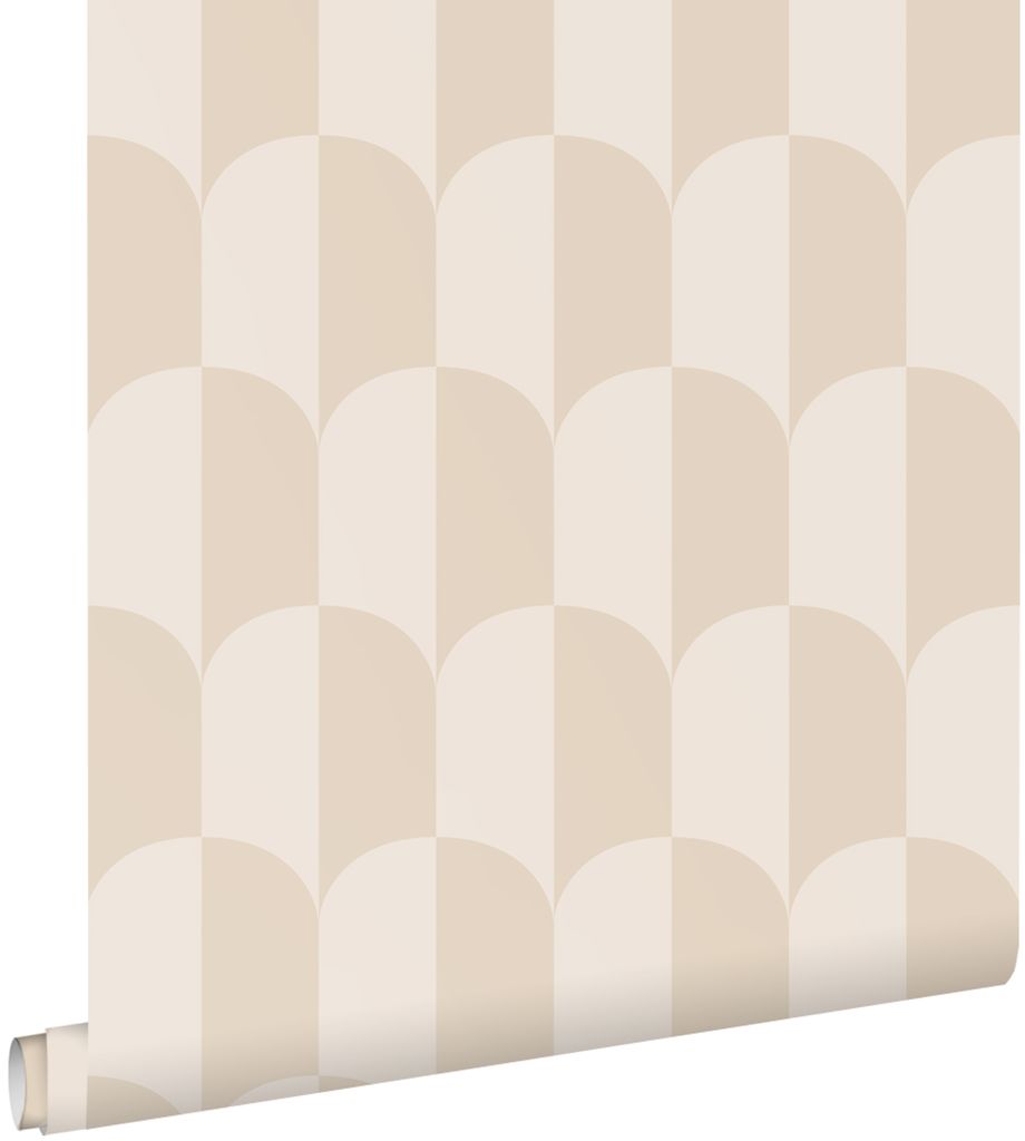 ESTAhome Tapete Art Decó Muster Beige und Sandbraun 53 cm x 10.05 m