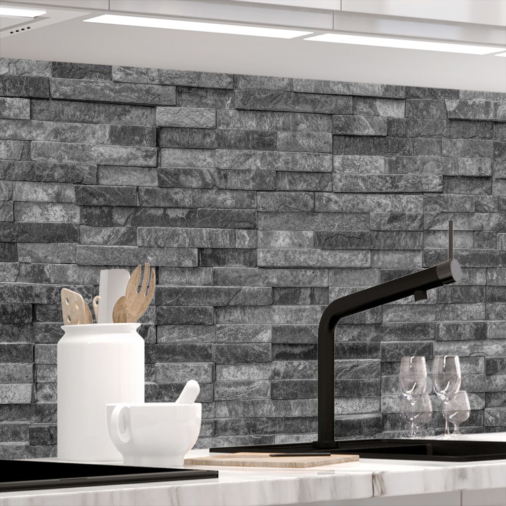 Küchenrückwand selbstklebend Matt-Optik - STEINWAND LUXURY - 1.8mm, versteift, alle Untergründe, Hart PET Material, PREMIUM 60 x 220cm