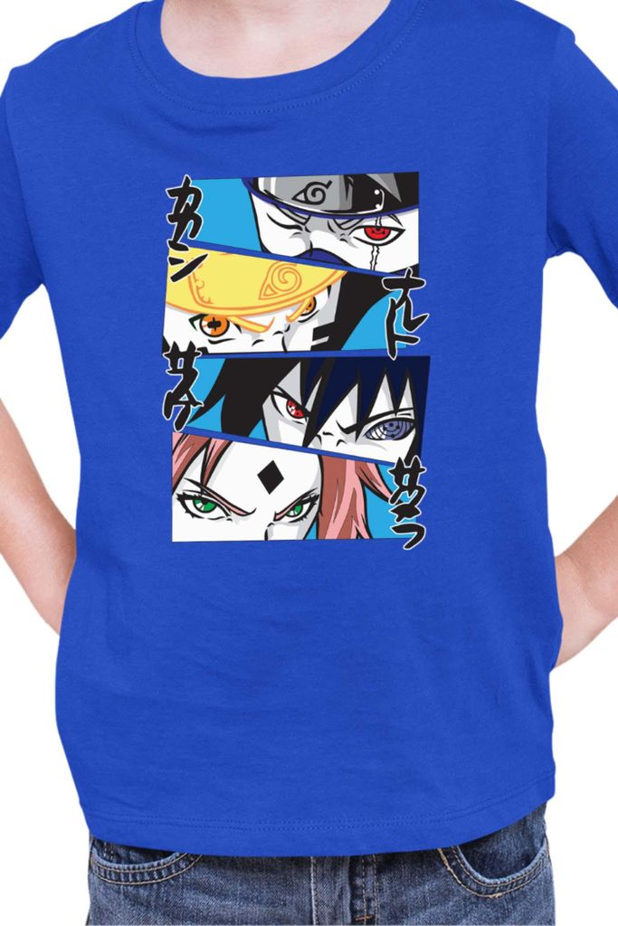 Kinder T-Shirt Naruto Team 7 05, 3-4 Jahr - 104 / Blau