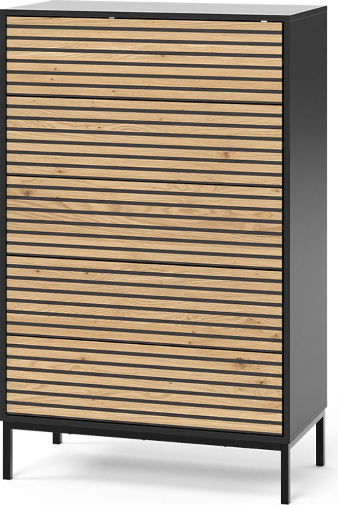Kommode Vicco Eliza Goldkraft Eiche/Anthrazit 76 x 120 cm Produktbild 