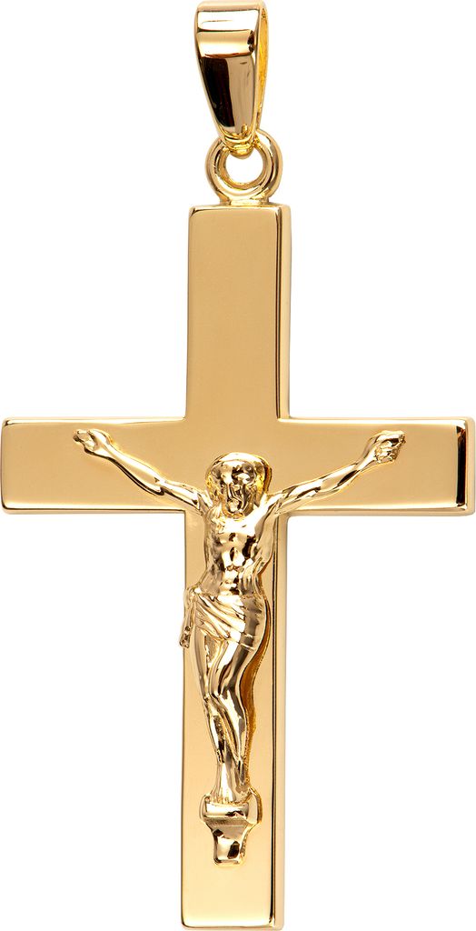 Kreuz-Anhänger Goldkreuz Jesus Christus für Damen, Herren und Kinder als Kettenanhänger 333 Gold 8 Karat mit Schmuck-Etui