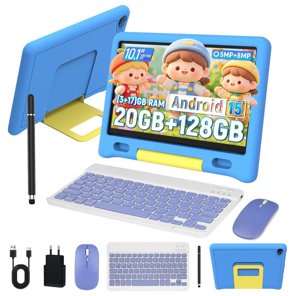 JENBIZZ Kinder Tablet 10 inch, 128 GB opslag, 20 GB RAM, Productafbeelding 