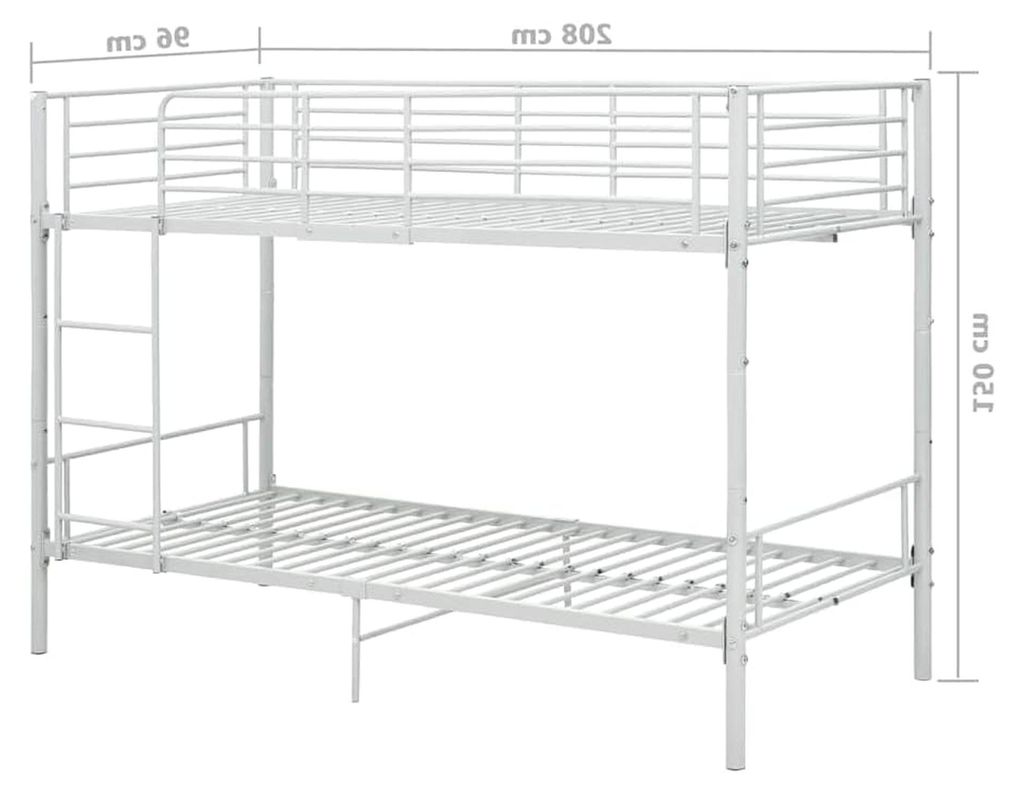 Etagenbett Kinderbett Hochbett Metallbett Stockbett Bettgestell Doppelstockbett Schlafzimmer Kinderzimmer Weiß Metall 90x200cm