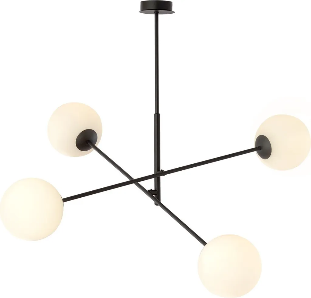 Lustre pour Table à Manger Noir 4 Lumières LINEAR - Éclairage Design