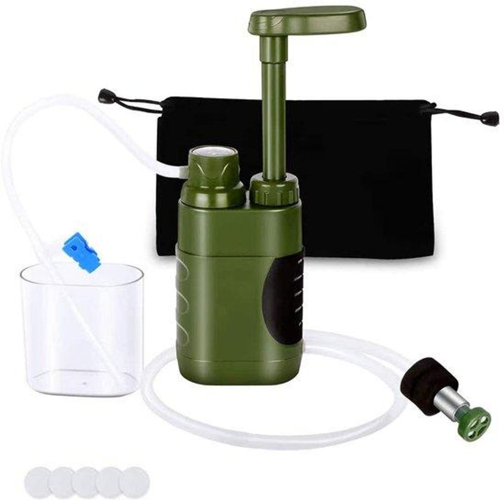 Notstrompumpe für Notfall in grüner Farbe - BPA-frei - Notfallset - 3000 Liter Filterkapazität