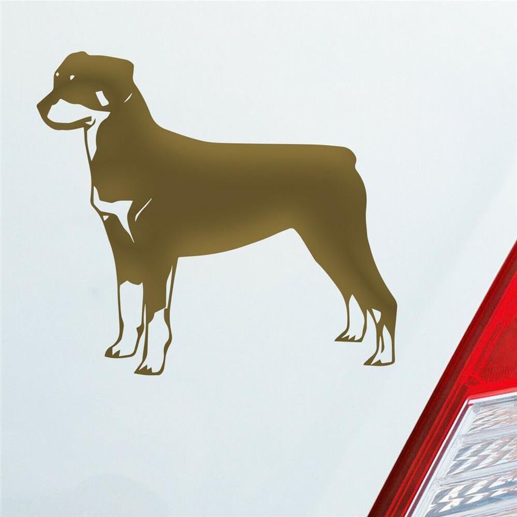 Auto Aufkleber Rottweiler Tier Hund Dog Animal 11x10 cm Gold Sticker Heckscheibenaufkleber