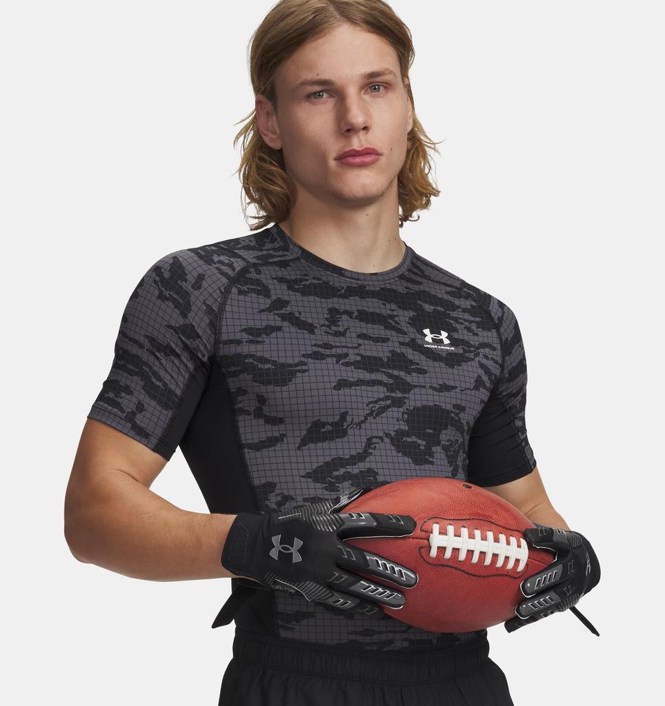 Under Armour UA HG Printed SS Herren-Kompressionsshirt – schwarz, Größe M