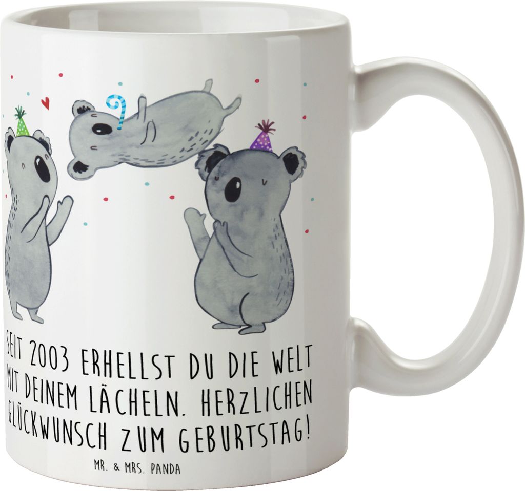 Mr. & Mrs. Panda Kaffeetasse 2003 Geburtstag - Weiß - Geschenk, Becher, Geburtsjahr, mit deinem Lächeln, Jahrgangsfeier, Alter, Tasse, nostalgisc...