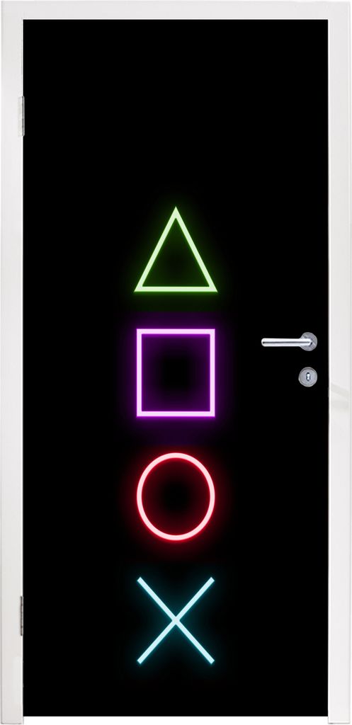 MuchoWow Türtapete Selbstklebende Türfolie Gaming - Neon - Konsole - Schwarz - Controller - Gaming 75x205 cm Türposter Türaufkleber Klebefoli...