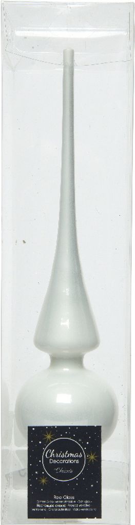 Christbaumspitze Glas 26cm winterweiss glänzend Produktbild 