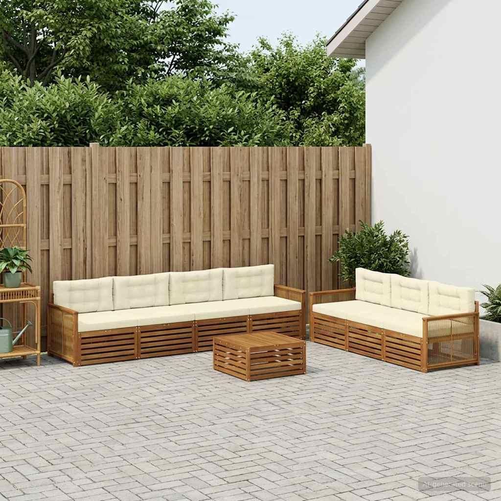 Möbel Outdoor-Sofagarnitur mit Kissen 8 pcs Natur und CremeGartensofas - Gartensofas c1150