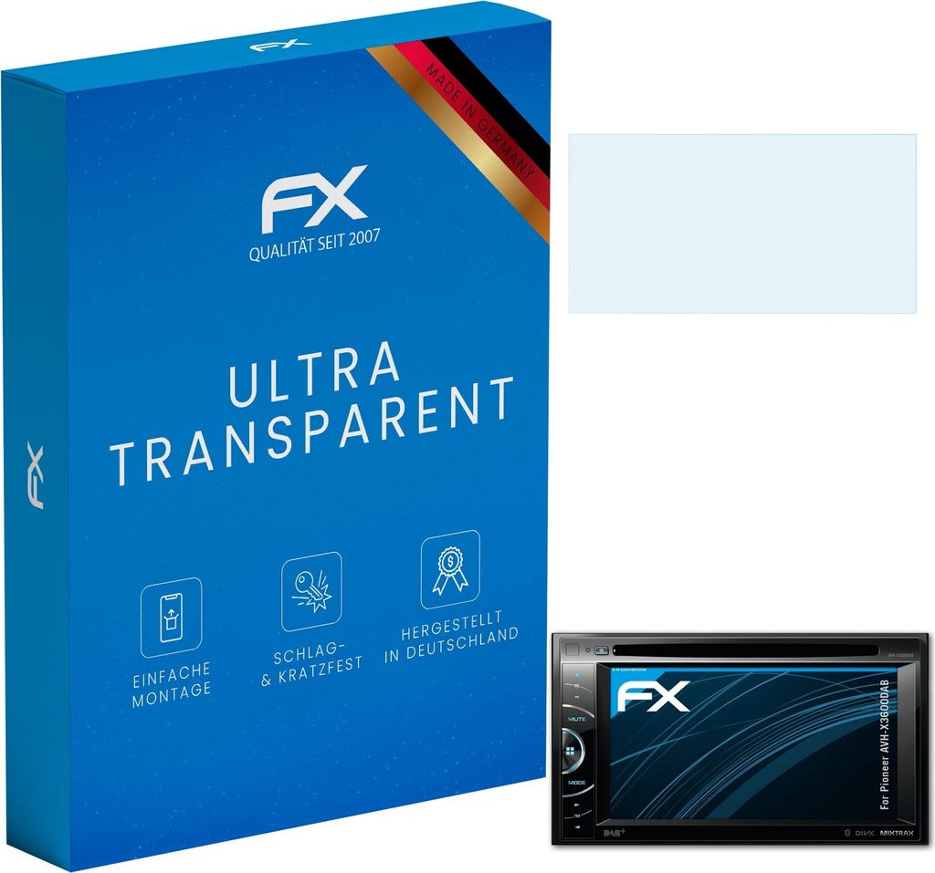 atFoliX FX-Clear 2x Schutzfolie kompatibel mit Pioneer AVH-X3600DAB Displayschutzfolie