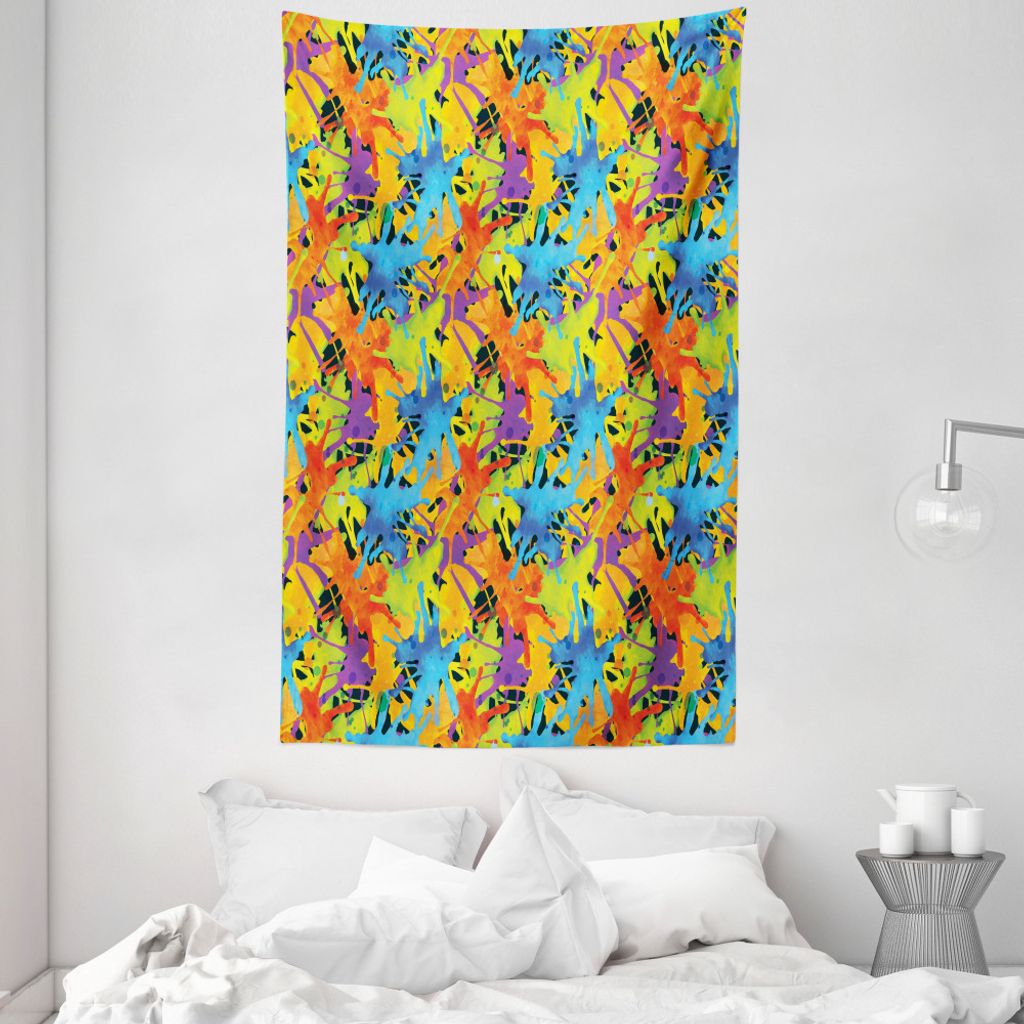 ABAKUHAUS Abstrakt Wandteppich und Tagesdecke, Farbspritzer Funky aus Weiches Mikrofaser Stoff Waschbar ohne Verblassen Digitaldruck, 140 x 230 cm,...