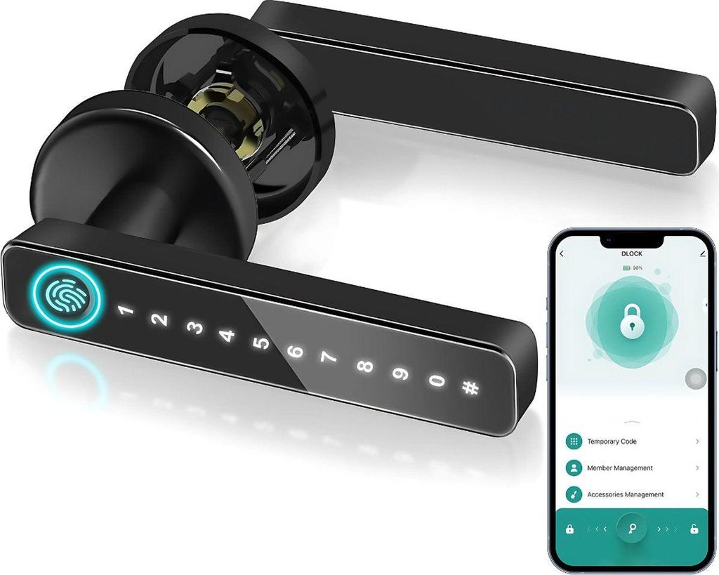Truskore Premium Smart Türschloss - Türschloss mit Fingerabdruck - Elektrisches Türschloss - Smarter Türgriff -