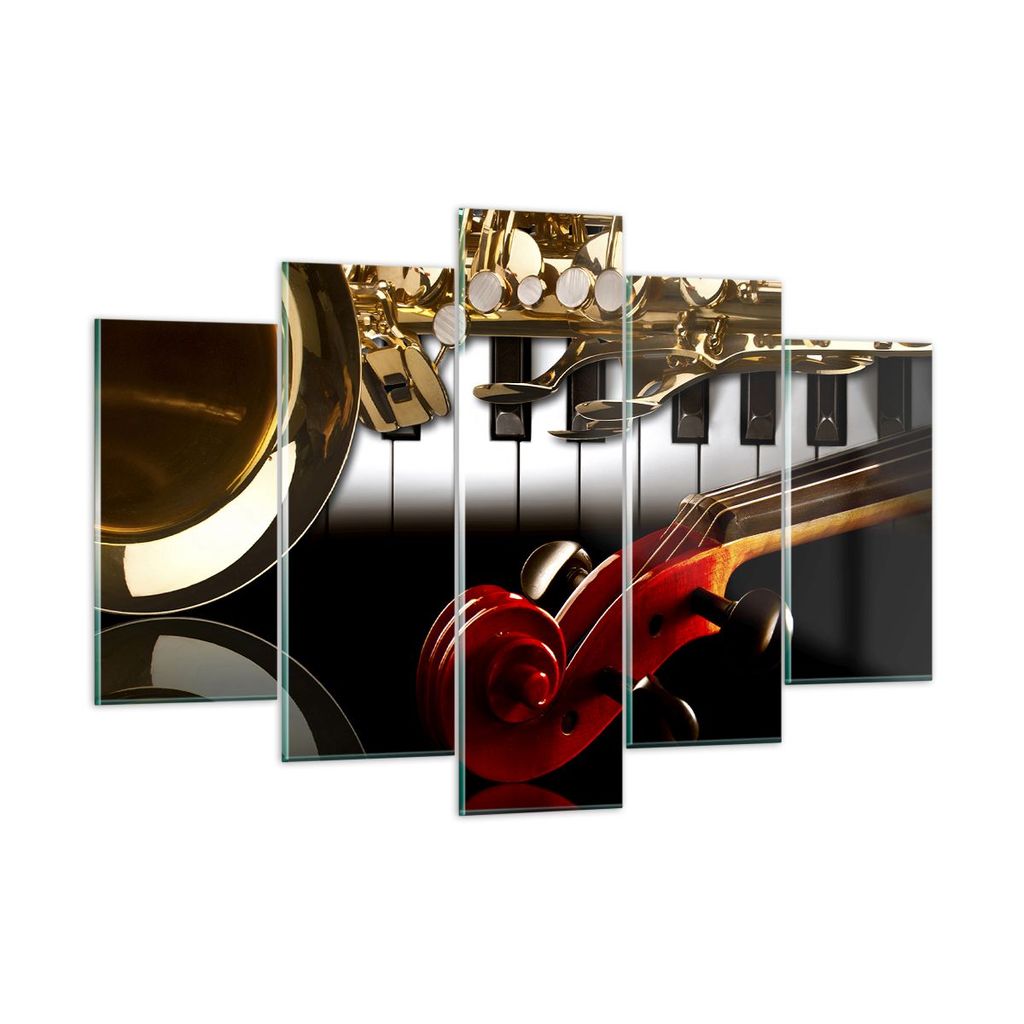 Bilder auf glas - Klaviertasten Musik Instrumente - 150x100cm - Glasbilder - Wandbilder - Kunstdruck - Wanddekoration aus Glas - Glas Bilder - Wand...
