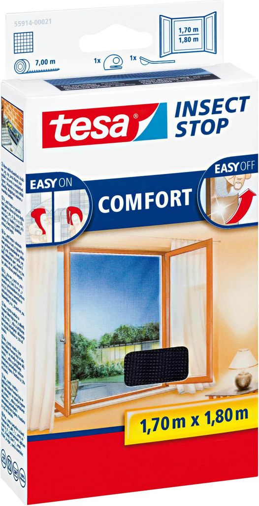 tesa Fliegengitter Insect Stop COMFORT anthrazit 1,7 x 1,8 Produktbild 