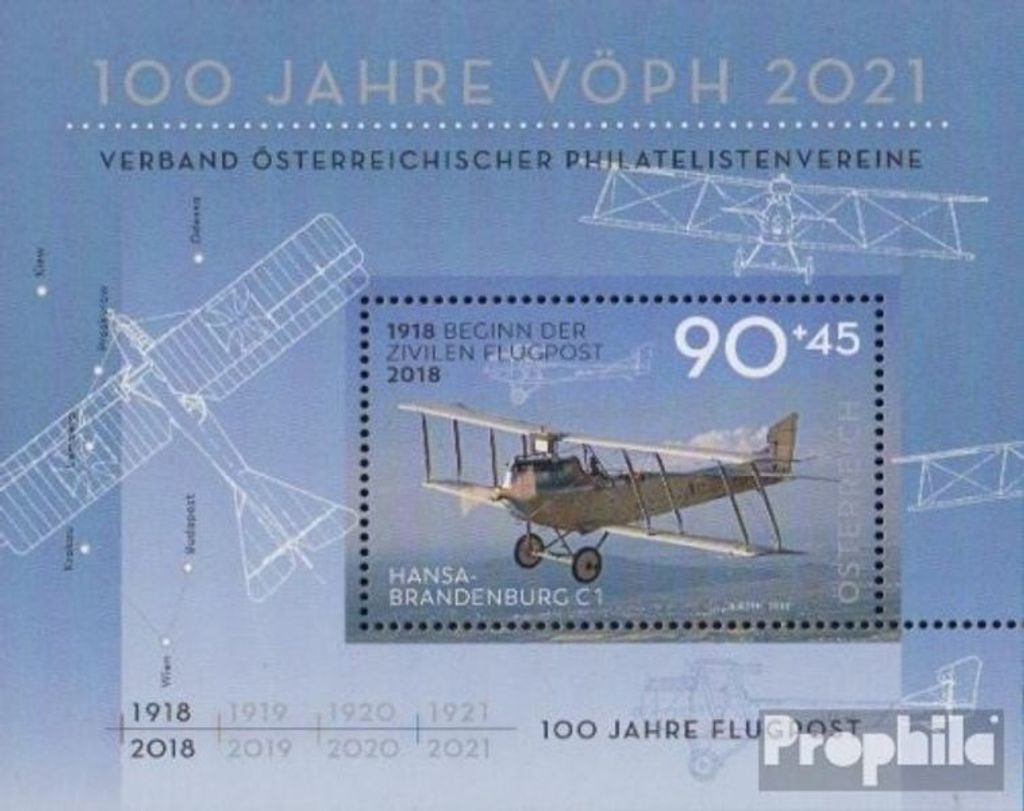 Briefmarken Österreich 2018 Mi Block102 (kompl.Ausg.) gestempelt Flugpost