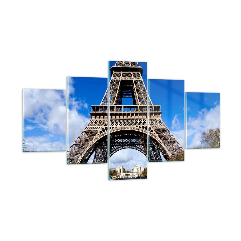 Bilder auf glas - Turm Paris Eiffle - 125x70cm - Glasbilder - Wandbilder - Kunstdruck - zum Aufhängen bereit - Wanddekoration aus Glas - Glas Bild...