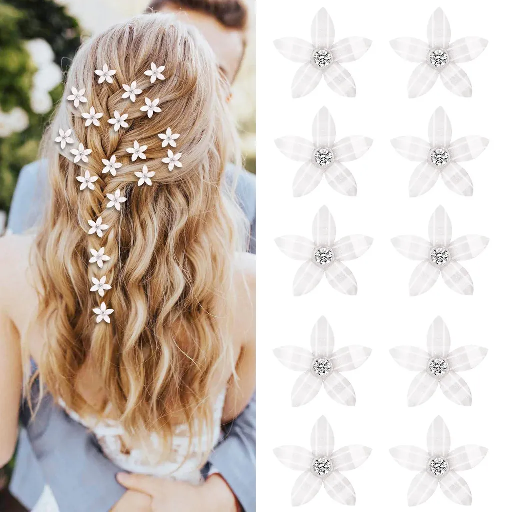 Accessoires cheveux mariage : 10 barrettes fleurs strassées pour femme