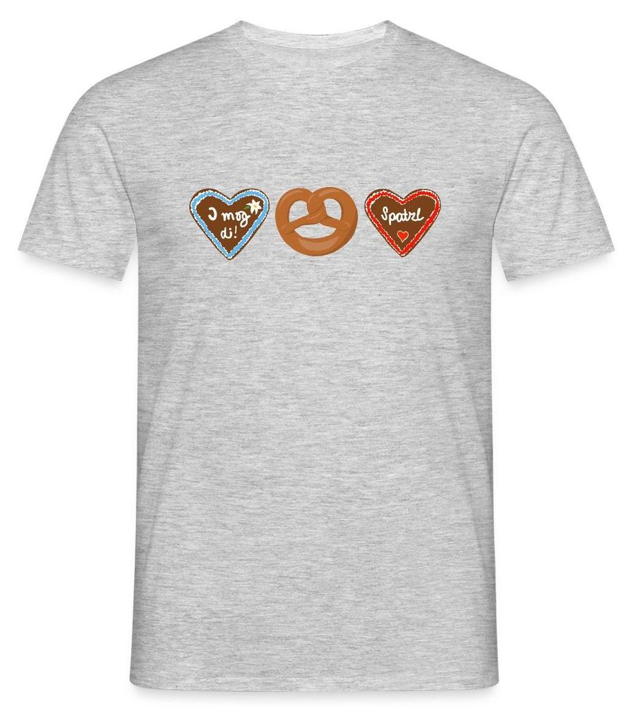 Spreadshirt I Mog Di Lebkuchenherz Volksfest Tracht Männer T-Shirt, L, Grau meliert