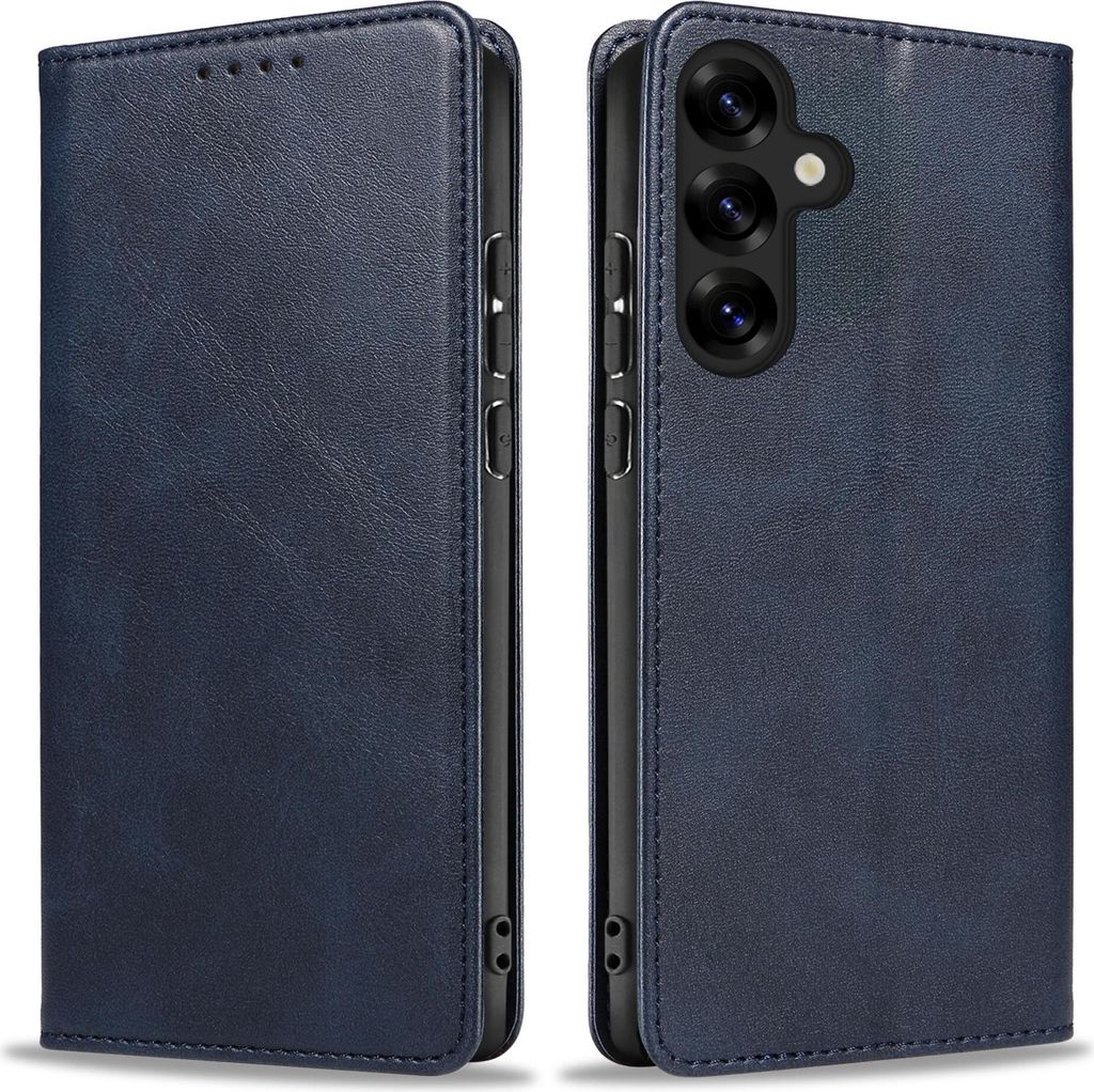 Handyhülle für Samsung Galaxy S25 Kunstleder Flip Cover Hülle Handytasche Case Kartenfach Farbe: Blau