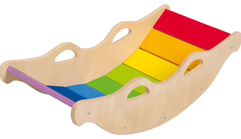 Playtive Holz Balancewippe, Kinder in Regenbogenfarben mit Produktbild 