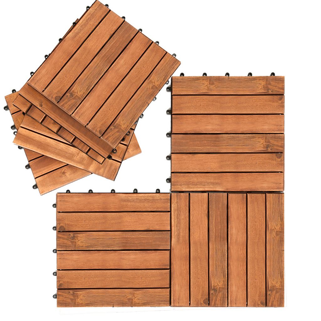 Jopassy Holzfliesen 33 fliesen Terrassenfliesen 3m2 Akazien bodenfliesen 30x30cm Klickfliese Bodenbelag Drainage wetterfest